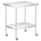 Garvee Stainless Steel Prep Table 24x36 Inches Durable Heavy-Duty Kitchen Workbench with Adjustable Shelf and Non-Marring Feet Holder - 