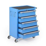 Garvee 5-Drawer Rolling Tool Chest with Keyed Locking System, Link Buckle for Garage, Warehouse & Repair Shop, Durable Cold-Rolled Steel, Black - Blue