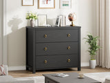 Garvee Bedroom Dresser 29" Tall with 3 Drawers Black Engineered Wood for Closet Nursery Living Room Hallway