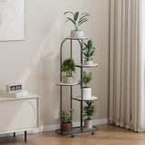 Garvee Metal Tall Plant Flower Shelf 5 Tier Plant Stand with Movable Wheels for Indoor Outdoor Black - Black