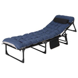 Garvee Camping Cot for Adults Heavy-Duty Portable Cot Bed with Mattress Double Layer Oxford Foldable Padded Sleeping Cots Travel Tent Day Bed Outdoor Home Guest Office Nap - Blue 190Cm