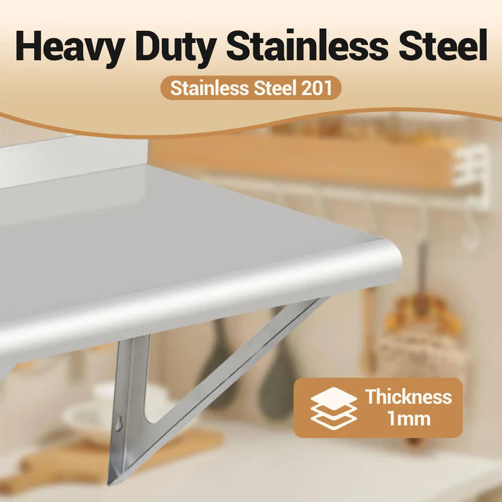 Garvee 72x12x12 Inch Stainless Steel Wall Shelf NSF Certified, Commercial Wall Mounted Kitchen Shelf for Restaurant, Garage, Laundry, Utility Room, Equipment Storage, Metal Shelving