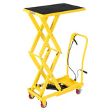 Garvee Heavy Duty Hydraulic Lift Table Cart 330Lbs Capacity, Double Scissor Lift, Adjustable Height 12"-50.5", Non-Slip Platform, Locking Wheels, Yellow for Warehouse Workshop Garage - Yellow