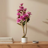 Garvee 37" Artificial Magnolia Tree 2 Pack With White Planter For Home Office Decor, 3.1FT, Pink - Pink