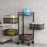 Garvee Steel Kitchen Cart 5-in-1 Rotatable Vegetable Basket Durable Carbon Steel Large Capacity Mobile Storage with Lockable Wheels for Living Room