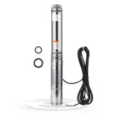 Garvee Submersible Deep Well Pump 0.5HP Stainless Steel with Brass Check Valve for Irrigation Industrial Home Use 26GPM 125ft Head 110V