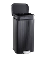 Garvee 8 Gal Kitchen Trash Can Stainless Steel Step Garbage Can with Soft-Close Lid for Living Room Office, Rectangular, Silver - Black