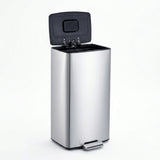 Garvee Large Step On Trash Can with Lid, 10.6 Gal Stainless Steel Garbage Bin for Home Office Bathroom, Odor Filter, Removable Liner, Foldable Foot Pedal, 40 L