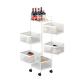 Garvee 5 Tier Rolling Utility Cart, Metal Storage Cart with 360° Rotatable Wheels for Kitchen Bathroom Pantry, White, Compact & Durable