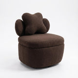 Garvee Teddy Bear Accent Chair Brown Fluffy Boucle Upholstered Sofa Cloud-Shaped Armchair for Living Room Bedroom Small Space - Brown