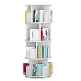Garvee Rotating Bookshelf 4-Tier Wood Corner Spinning Bookcase for Kids & Adults, 51.2" Height, White, Space-Saving Organizer - White