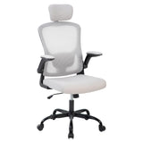 Garvee Ergonomic Office Chair High-Back Mesh Computer Desk Chair Adjustable Headrest Lumbar Support Flip-Up Armrest White for Home Office Study 23.6"W x 19.7"D x 45.5"-49.5"H
