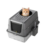 Garvee Cat Litter Box Stainless Steel Large Litter Tray Front & Top Entry Easy Clean Odor Control for Small Medium Large Cats - Black2