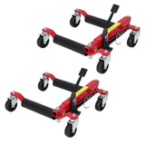Garvee Car Wheel Dolly Jack Set of 2 Hydraulic 1500 LBS Non-Slip Pedal Heavy Duty Rollers 12 in Lift Red - Red
