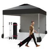 Garvee 10x10 Pop Up Canopy With Removable Sidewall For Outdoor Camping Picnic Beach Black - Sliver Iron Pipe + Black Cloth