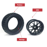 Garvee Durable RC Car Tires Set of 4 with Reinforced Sidewalls and Deep Tread for 1/14-1/18 Models, 75mm Diameter, 30mm Width, Plastic Rims, Hex 12mm