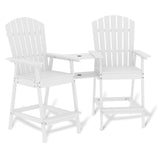 Garvee Outdoor Bar Height Adirondack Chairs with Connecting Tray for Deck and Backyard, 27.6x28.3x53.1 Inches, Solid Wood