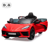 Garvee 12V Kids Ride On Car Licensed Corvette Electric Sports Car With Remote Control, Visual Dashboard, LED Lights, Red
