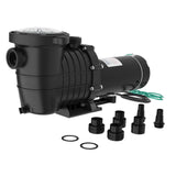 Garvee 2.0 HP Swimming Pool Pump 1500W Dual Voltage with Strainer Basket for Above and Ground Pools, 6800 GPH, Stainless Steel - Black