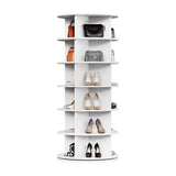 Garvee 6-Tier Round Rotating Shoe Tower, 360° Spinning Shoe Organizer Stand, Large Capacity, Space-Saving, Multi-Purpose for Closet Bedroom Entryway, White