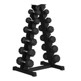 Garvee Premium Rubber Coated Hex Dumbbell Weight Set with Rack for Home Gym, 210 LBS, Black