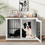 Garvee Dog Crate Furniture 39.7" White Wooden Kennel Heavy Duty Indestructible Dog Cage Liftable Top Panel Decorative Pet Crate House End Table TV Stand for Large Medium Small Dogs