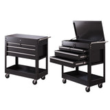 Garvee 4-Tier Rolling Tool Cart with Locking Drawers, Heavy Duty Metal Tool Storage Organizer, Mobile Workbench for Garage,Workshop, Office，33.64" x 17.69", Black