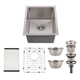 Garvee 15 Inch Undermount Kitchen Sink, Stainless Steel Single Bowl, Bar or Prep Kitchen, 15"x17"x10", Silver