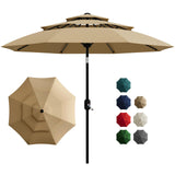 Garvee 10Ft 3-Tier Patio Umbrella With Vents Outdoor Table Umbrella Tan For Pool Deck Yard Garden - Tan