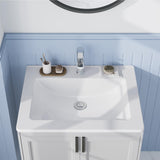 Garvee Drop In Bathroom Sink 21x18 Inch White Ceramic Vanity Top Sink With Overflow Single Hole Contemporary For Small Spaces - White