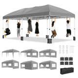 Garvee 10'x20' Heavy Duty Party Tent with 6 Removable Sidewalls for Outdoor Events, Waterproof, Adjustable Height, White