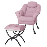 Garvee Comfy Lazy Chair with Ottoman Ergonomic Reading Chair with Armrests Modern Accent Small Apartments Bedroom Living Room Velvet - Rabbit Fur Pink No. 31