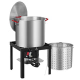 Garvee 100 Qt Aluminum Seafood Boil Pot with Propane Jet Burner for Outdoor Shrimp Crab Boiling, Durable, Spacious, Silver