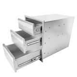 Garvee Outdoor Kitchen Drawer Stainless Steel Flush Mount BBQ Drawers for Outdoor Kitchen Island 16"x21"x23" 3-Layer
