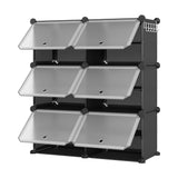 Garvee Modular Shoe Cabinet 6 Compartments Plastic Doors Space-Saving Durable Easy Assembly Minimalist Design for Hallway Bedroom Living Room 85x34x94 cm Multi-Color - Negro