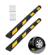 Garvee 2 Pack 72" Rubber Parking Curb Heavy Duty Reflective Wheel Stoppers for Garage Driveway Warehouse Parking Lots Yellow Black