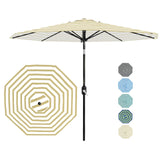 Garvee 10 ft Outdoor Patio Umbrella with 8 Sturdy Iron Ribs, Crank Lift & Push Button Tilt, UV Protection Waterproof Market Umbrella, Tan & White Stripes for Pool Deck Yard Garden - Tan & White Stripes