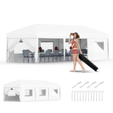 Garvee 10x30 Pop Up Canopy With 8 SideWalls Heavy Duty Outdoor Tent White Portable Roller Bag Adjustable Height - White