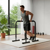 Garvee Adjustable Dip Bars Home Gym 440lbs Heavy Duty Stable Parallel Bars Chest Triceps Workout 32-36" Height Black