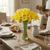 Garvee Real Touch Calla Lily Artificial Flowers with Glass Vase & Faux Water for Wedding Centerpiece, Bridal Bouquet, Home and Party Decor, 15" Long Stem, Yellow - Yellow