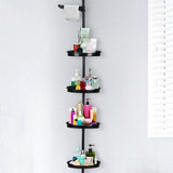 Garvee Corner Shower Caddy Tension Pole Rust-Proof 4-Tier Adjustable Shelves Bathtub Storage Organizer Black 101.6-122 Inch