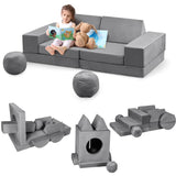 Garvee Modular Kids Sofa Set with Foam Cushion, Foldable Play Couch, Soft Fabric Cover, Balls & Tunnel for Playrooms