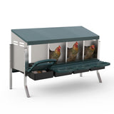 Garvee Chicken Nesting Boxes Metal Rollaway Nest Box for Laying Hens Wall Mount or Free-Standing 4 Hole with Legs - Green
