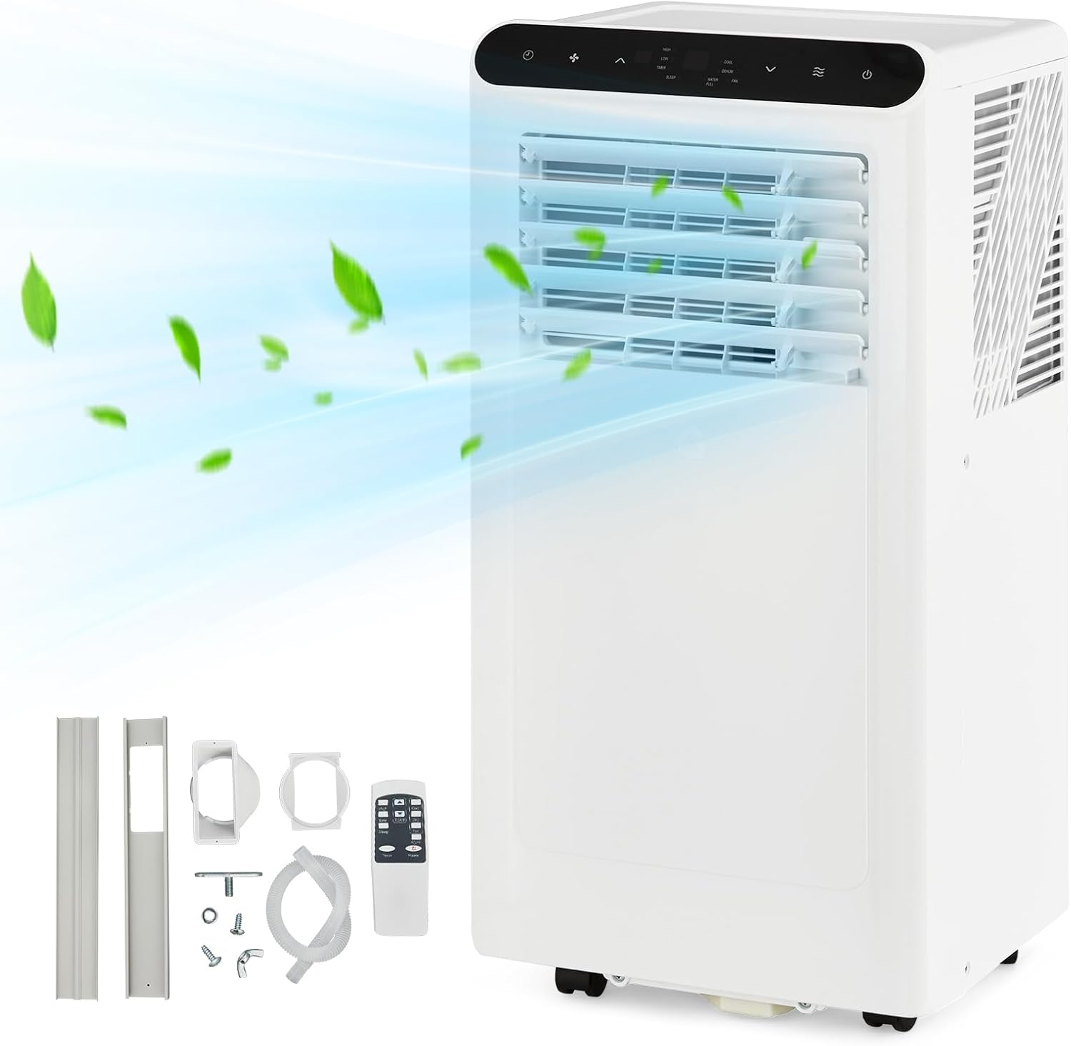 Garvee 10000BTUs Portable Air Conditioner, 4-in-1 Portable Air Conditioner & Heater，Quiet Cooling & Heating, Dehumidifier, Fan Modes for Room Up to 450 Sq. Ft, Auto Swing, 24 Timer, White