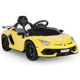 Garvee 12V Kids Electric Car Licensed Lamborghini Ride-On Toy Yellow with Remote Control LED Lights Sound System