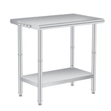 Garvee 36x24 in NSF Stainless Steel Table with Hooks Commercial Kitchen Prep Table Adjustable Undershelf Splash Guard - 36*24Inch