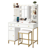 Garvee Vanity Desk with Mirror Makeup Vanity Table with Chair & Charging Station for Bedroom Dressing Room 3 Lighting Modes