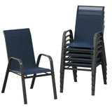 Garvee Patio Chairs Set of 6 Outdoor Stackable Dining Chairs with Textilene Fabric Navy Blue for Backyard Poolside Garden Balcony - Navy Blue