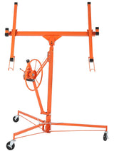 Garvee Drywall Lift Heavy Duty Steel Construction 11 Ft Adjustable Telescopic Arm 150 LB Capacity with Lockable Wheels for Home and Construction