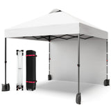 Garvee 10x10ft Pop Up Canopy Tent with Sidewall, Vented Roof, Instant Shade Tent for Picnic and Camping, White, Portable and Weather-Resistant - Black Iron Pipe + White Cloth